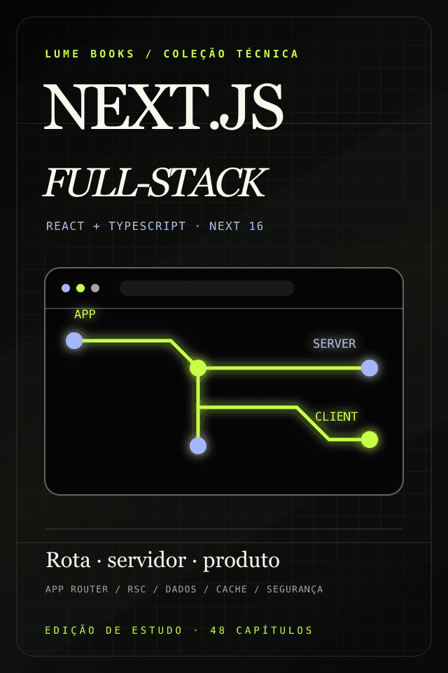 Capa de Next.js — Aplicações full-stack com React e TypeScript — do básico ao avançado, Lume Books