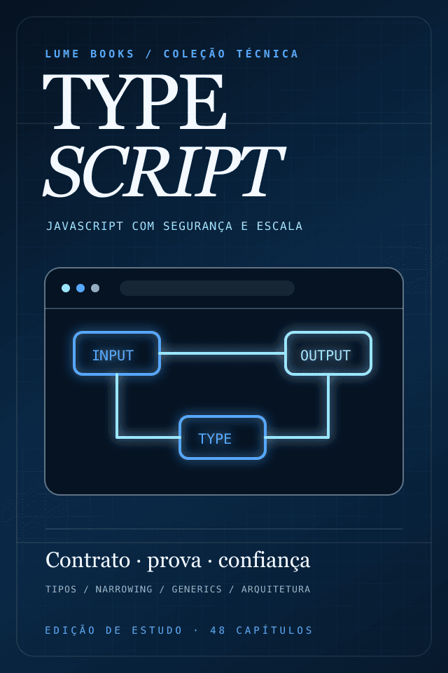 Capa de TypeScript — JavaScript com segurança e escala — do básico ao avançado, Lume Books